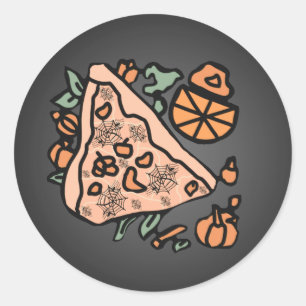 Adesivo Redondo Pizza Retro com um Toque de Abóbora