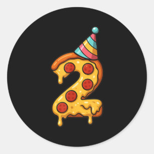 Adesivo Redondo Pizza segundo aniversário 2 Anos Festa Que Rapazes