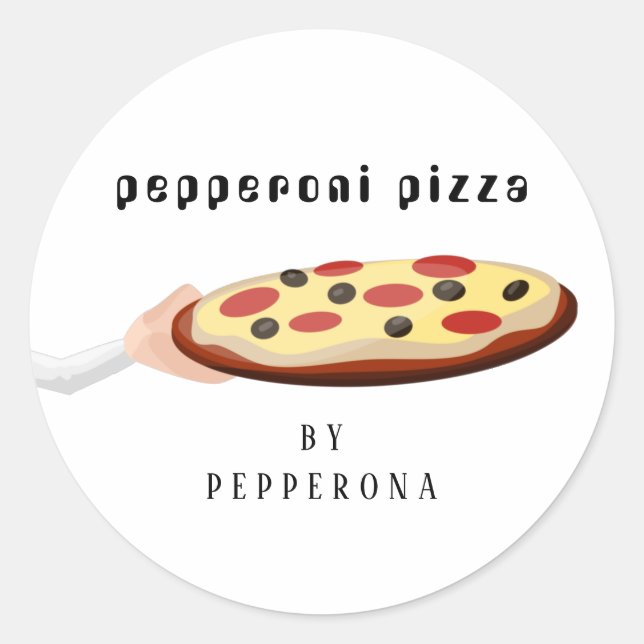 Adesivo Redondo Pizza simples de pepperoni, ilustração personaliza (Frente)