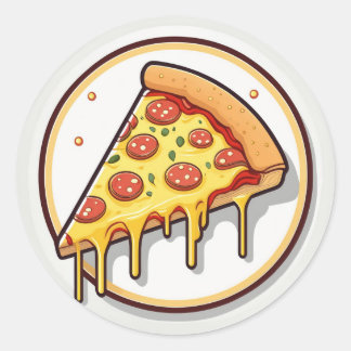 Adesivo Redondo Pizza Slice com queijo fundido