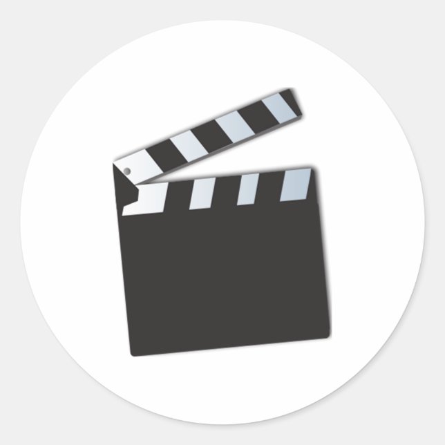 Adesivo Redondo Placa Clapperboard de Filmes (Frente)