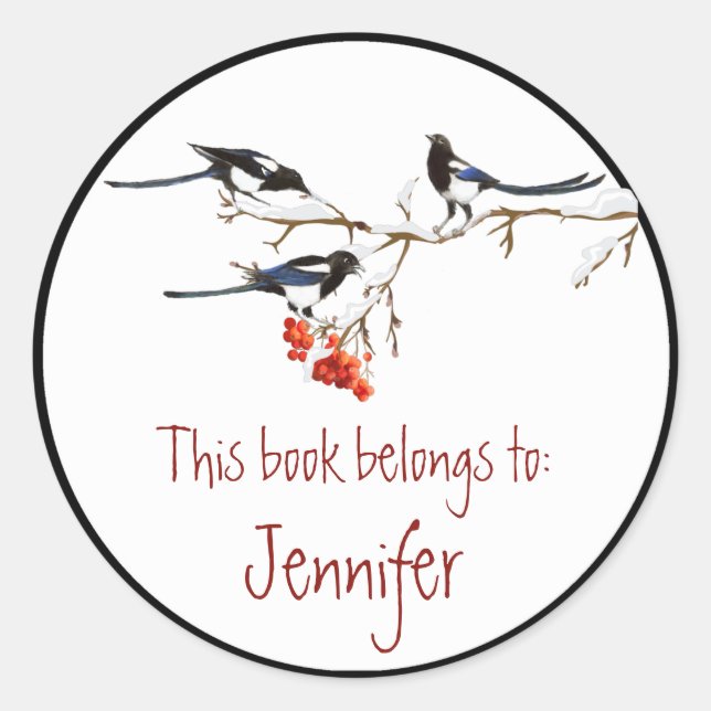 Adesivo Redondo Placa de Biblioteca Natural de Aves de Capoeira-d- (Frente)