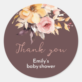 Adesivo Redondo Placa de chá de fraldas de menina cor-de-rosa embe