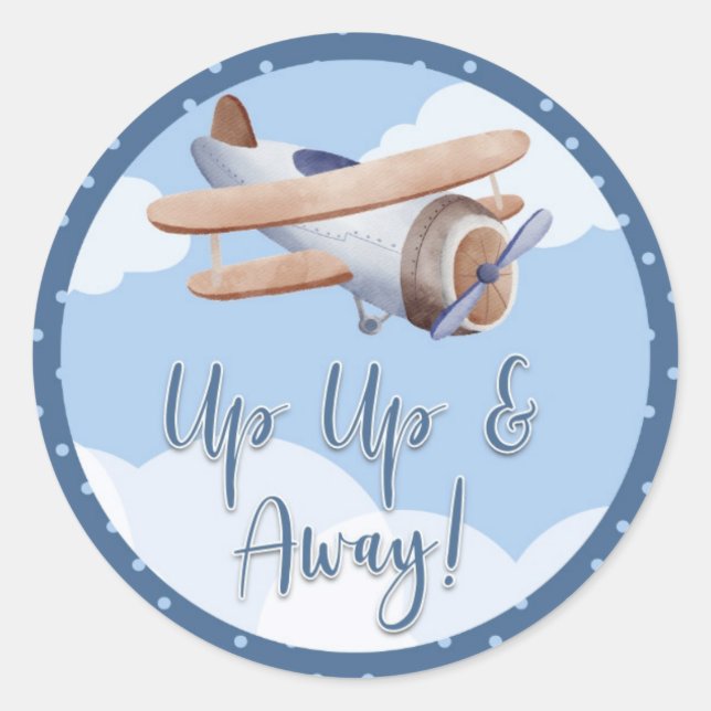 Adesivo Redondo Placa de Chá de fraldas de Nuvens Azuis para Cima (Frente)