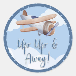 Adesivo Redondo Placa de Chá de fraldas de Nuvens Azuis para Cima