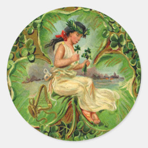 Adesivo Redondo Placa de Dia de São Patrício Vintage Shamrock Ma