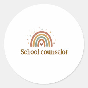 Adesivo Redondo Placa de Escritório de Conselheiro Escolar Arco-Ír