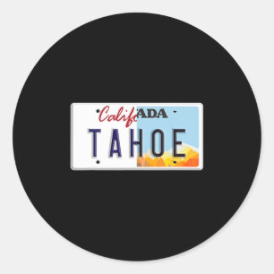 Adesivo Redondo Placa de Licença Vintage Lake Tahoe Califórnia Nev