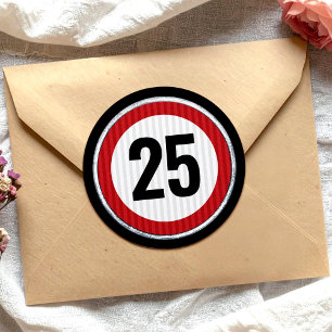 Adesivo Redondo Placa de limite de velocidade de aniversário de 25