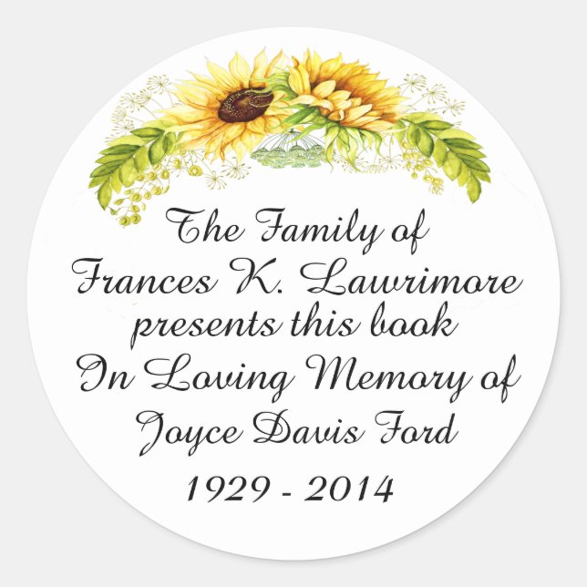 Adesivo Redondo Placa De Livro Em Vinheta Memoriam (Frente)