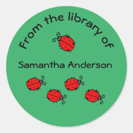 Adesivo Redondo Placa de Marcador de Ladybug Personalizada