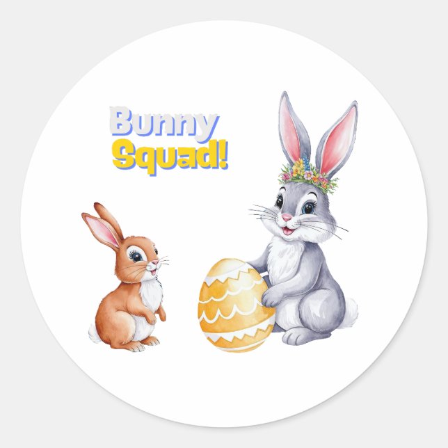 Adesivo Redondo Placa de Páscoa de Aquarela para Feriados de Prima (Frente)