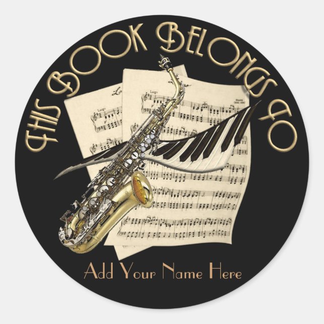 Adesivo Redondo Placa de reserva de música (Frente)