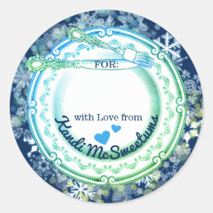 Adesivo Redondo Placa de rico utensílios Natal da cozinha de