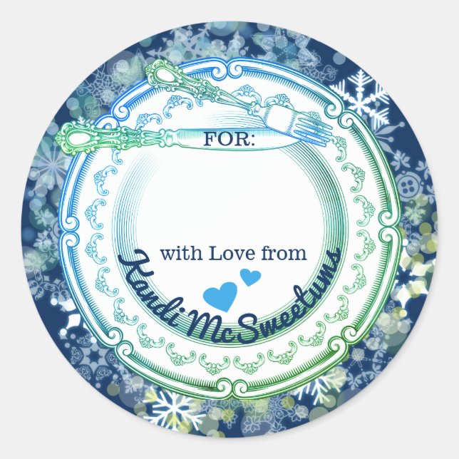 Adesivo Redondo Placa de rico utensílios Natal da cozinha de (Frente)