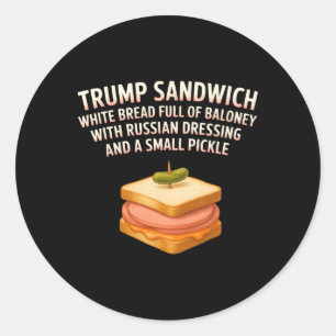 Adesivo Redondo Placa de Sandwich Anti Trump Engraçada Donald