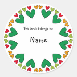 Adesivo Redondo Placa de segurança com borda de coração verde e ve