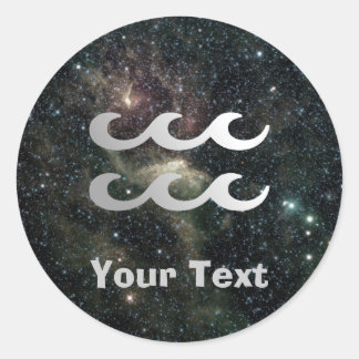 Adesivo Redondo Placa de segurança do nome do Universo Aquarius Zo