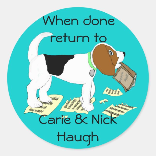 Adesivo Redondo Placa de Seleção do Beagle Mastigado (Frente)