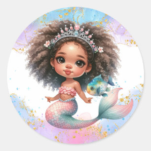 Adesivo Redondo Placa de Splash Splash Smermaid Party