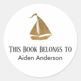 Adesivo Redondo Placa de vela Dourada para bebês simples