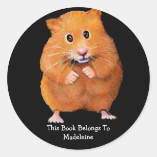 ADESIVO REDONDO PLACA DO LIVRO DE HAMSTER: TRABALHO DE ARTE