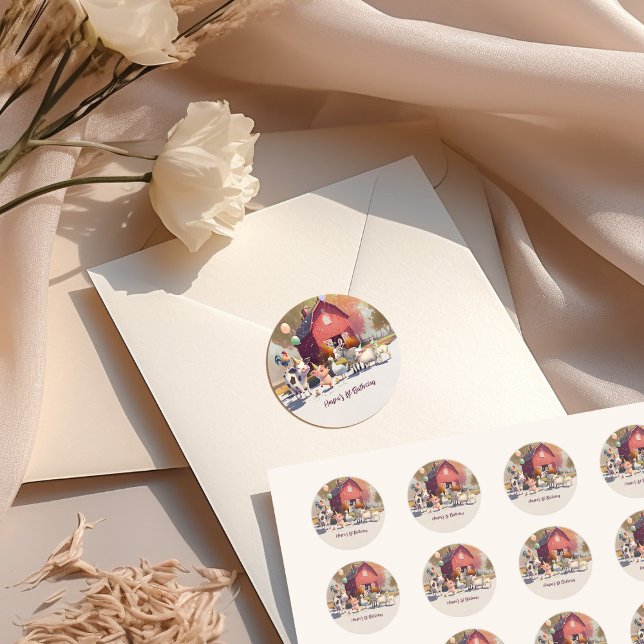 Adesivo Redondo Placas de Festa de aniversário para animais de cri (Criador carregado)