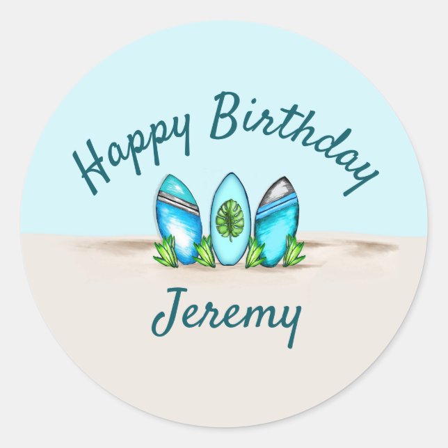 Adesivo Redondo Placas de surf personalizadas (Frente)