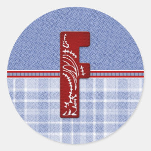 Adesivo Redondo Placas iniciais Denim e Xadrez Bandana