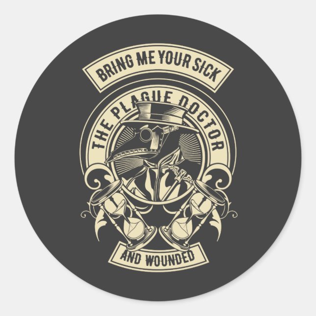 Adesivo Redondo Plague Doctor Vintage (Frente)