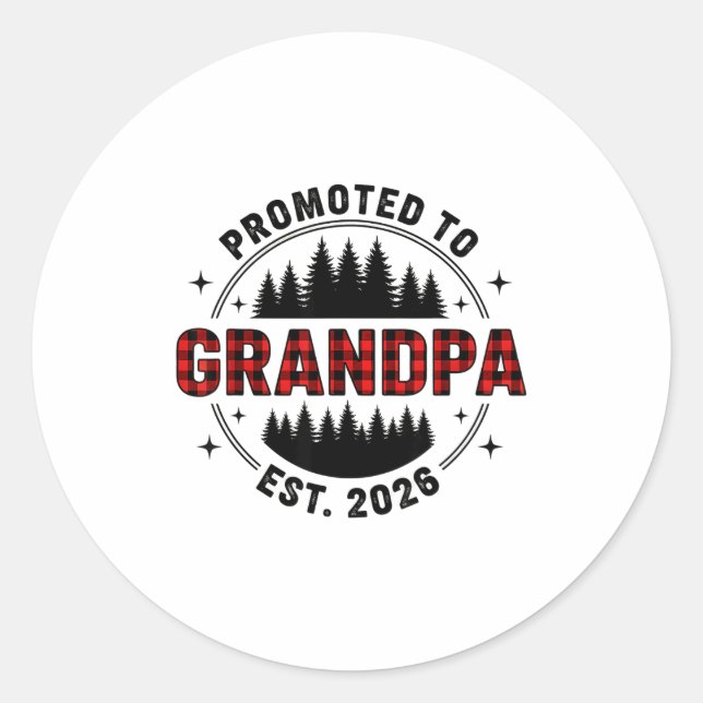 Adesivo Redondo Plaid Lumberjack New Grandpa Promoted To Grandpa E (Frente)