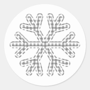 Adesivo Redondo Plaid Preto Floco de Neve Natal Rústico País