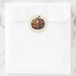 Adesivo Redondo Plaid Pumpkin Halloween Round Sticker