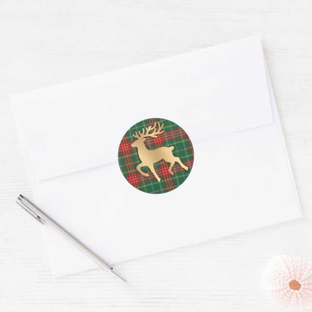 Adesivo Redondo Plaid Rena de Ouro Falso (Envelope)