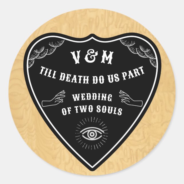 Adesivo Redondo Planchette de Halloween do Conselho Místico Gótico (Frente)