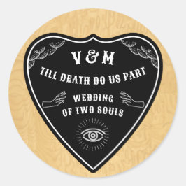 Adesivo Redondo Planchette de Halloween do Conselho Místico Gótico