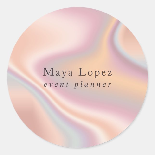 Adesivo Redondo Planejador de eventos holográfico elegante em ouro (Frente)