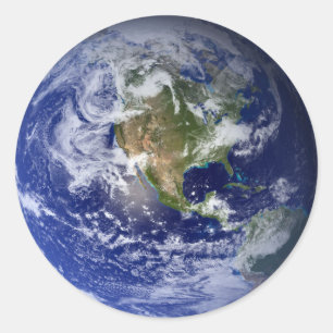 Adesivo Redondo Planeta Azul Terra