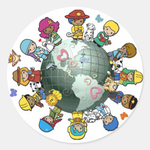 Adesivo Redondo Planeta do Amor Terra: Unir pela Paz