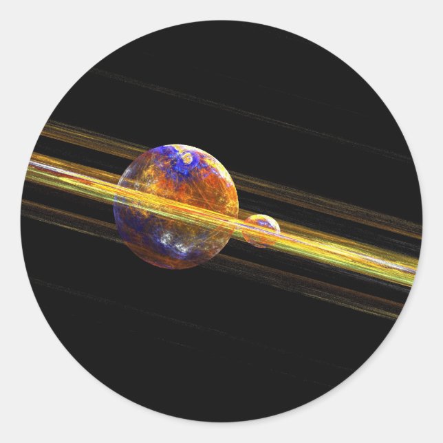 Adesivo Redondo Planeta espacial profundo e Lua (Frente)