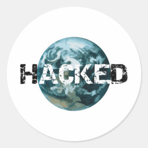 Adesivo Redondo Planeta Hackeado Terra