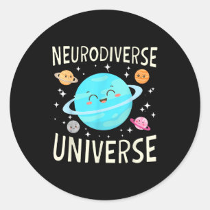 Adesivo Redondo Planeta neurodiverso tema espacial galáxia autismo