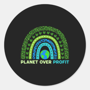 Adesivo Redondo Planeta Sobre Lucro Dia da Terra Arco-Íris Ambient