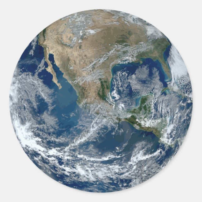 Adesivo Redondo Planeta Terra a partir do Espaço Exterior com Nuve (Frente)