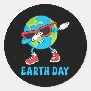 Adesivo Redondo Planeta Terra Dia de Aniversário Dab Groovy Dabbin