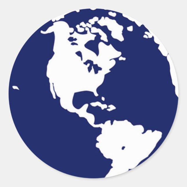 Adesivo Redondo Planeta Terra Stickers em Azul e Branco (Frente)
