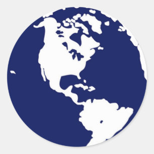 Adesivo Redondo Planeta Terra Stickers em Azul e Branco