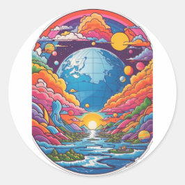 Adesivo Redondo Planeta Wonderland