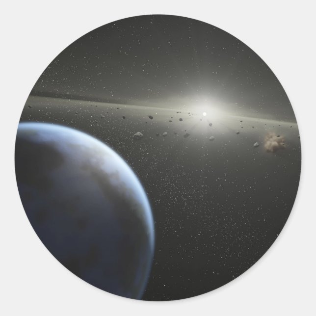 Adesivo Redondo Planetas De Construção (Frente)
