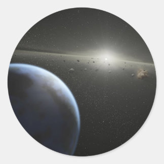 Adesivo Redondo Planetas De Construção